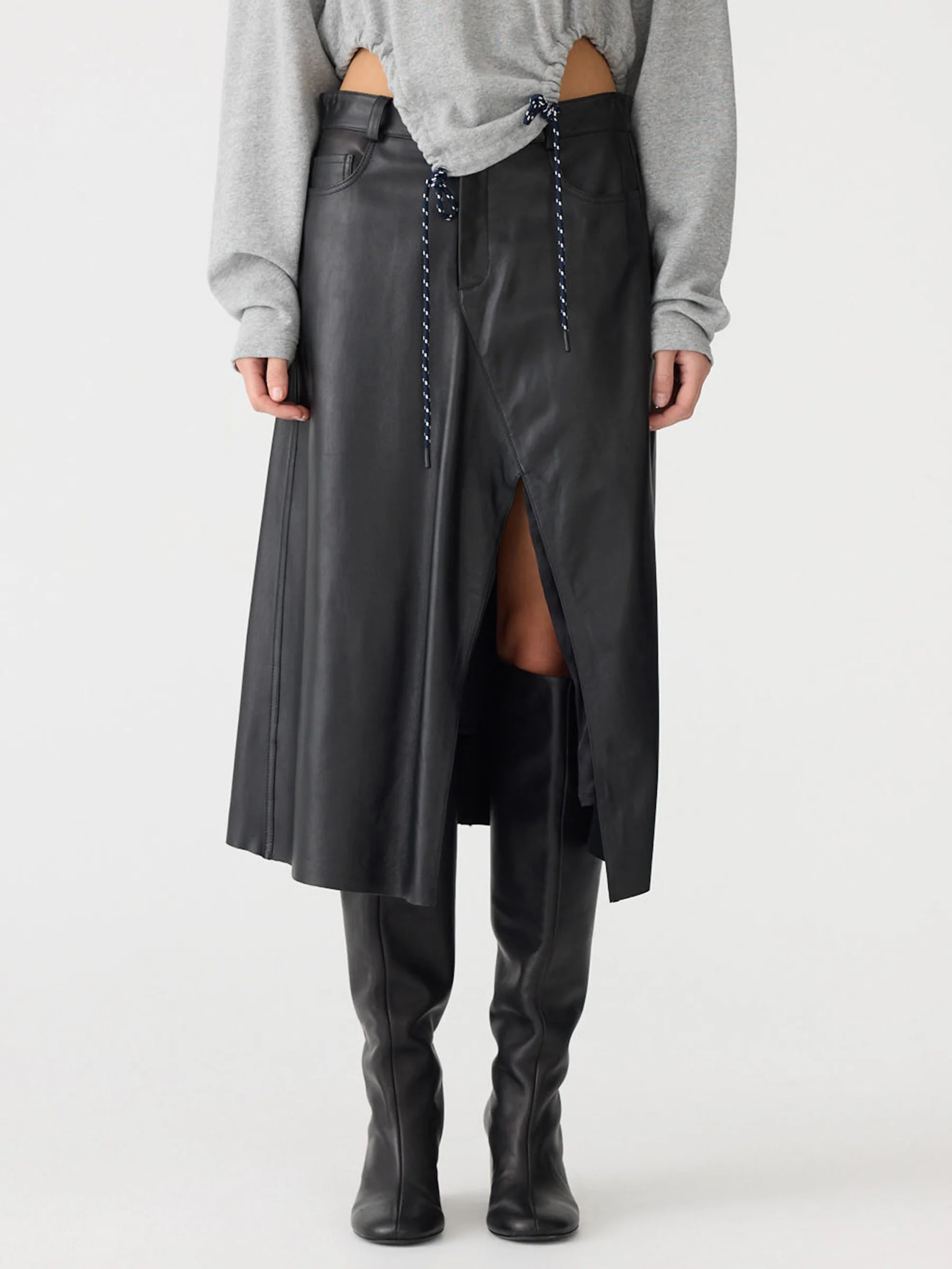 Asymmetric Leather Skirt - Image 3