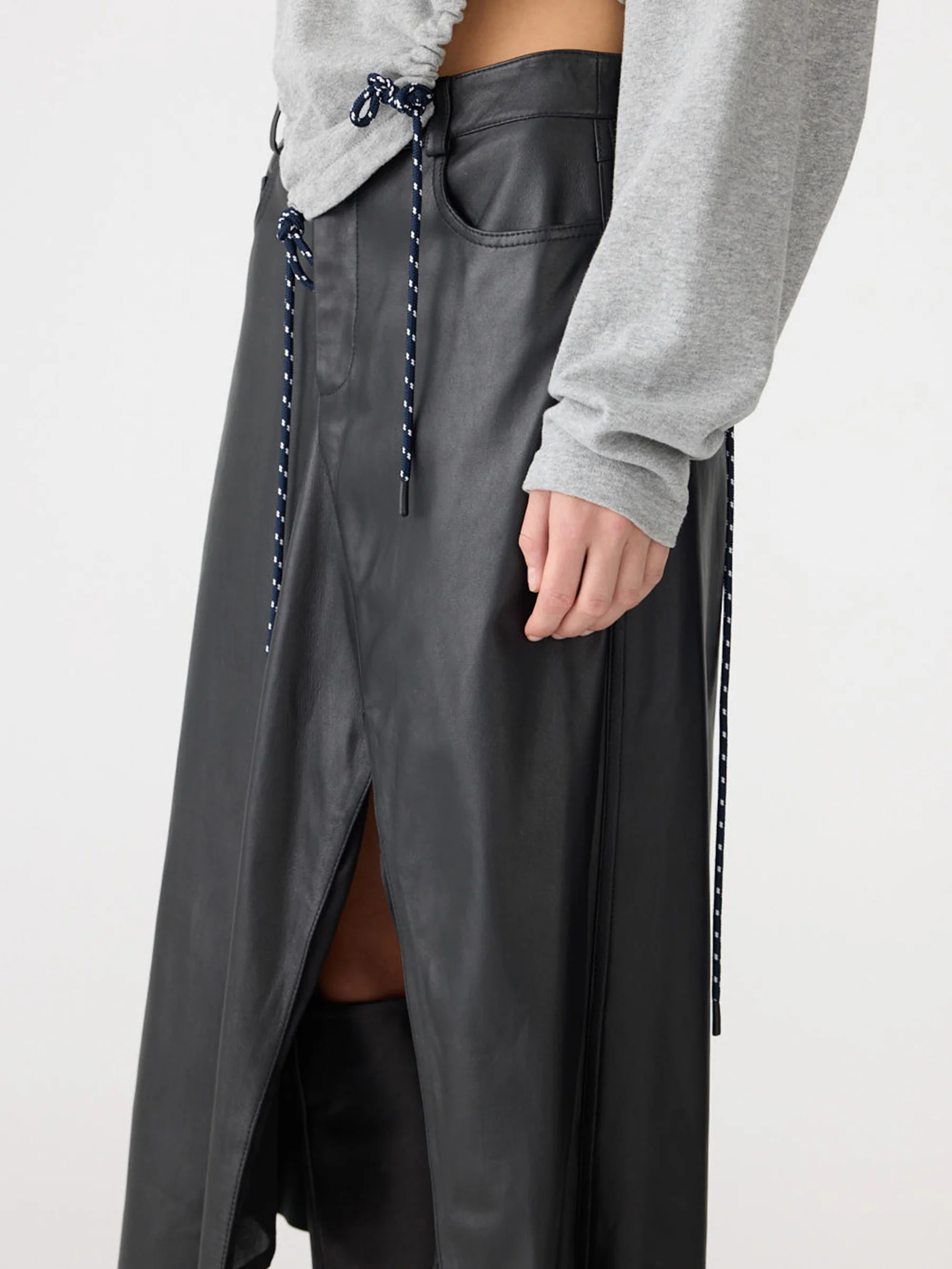 Asymmetric Leather Skirt - Image 4