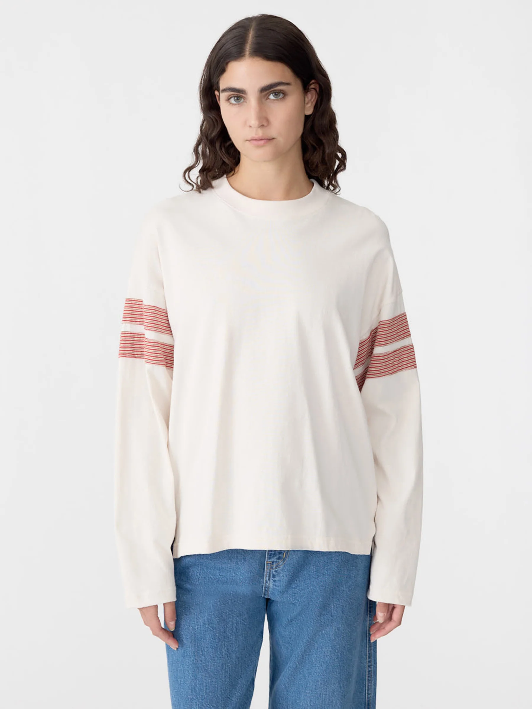 Boxy Rib Insert Long Sleeve T-Shirt - Image 2