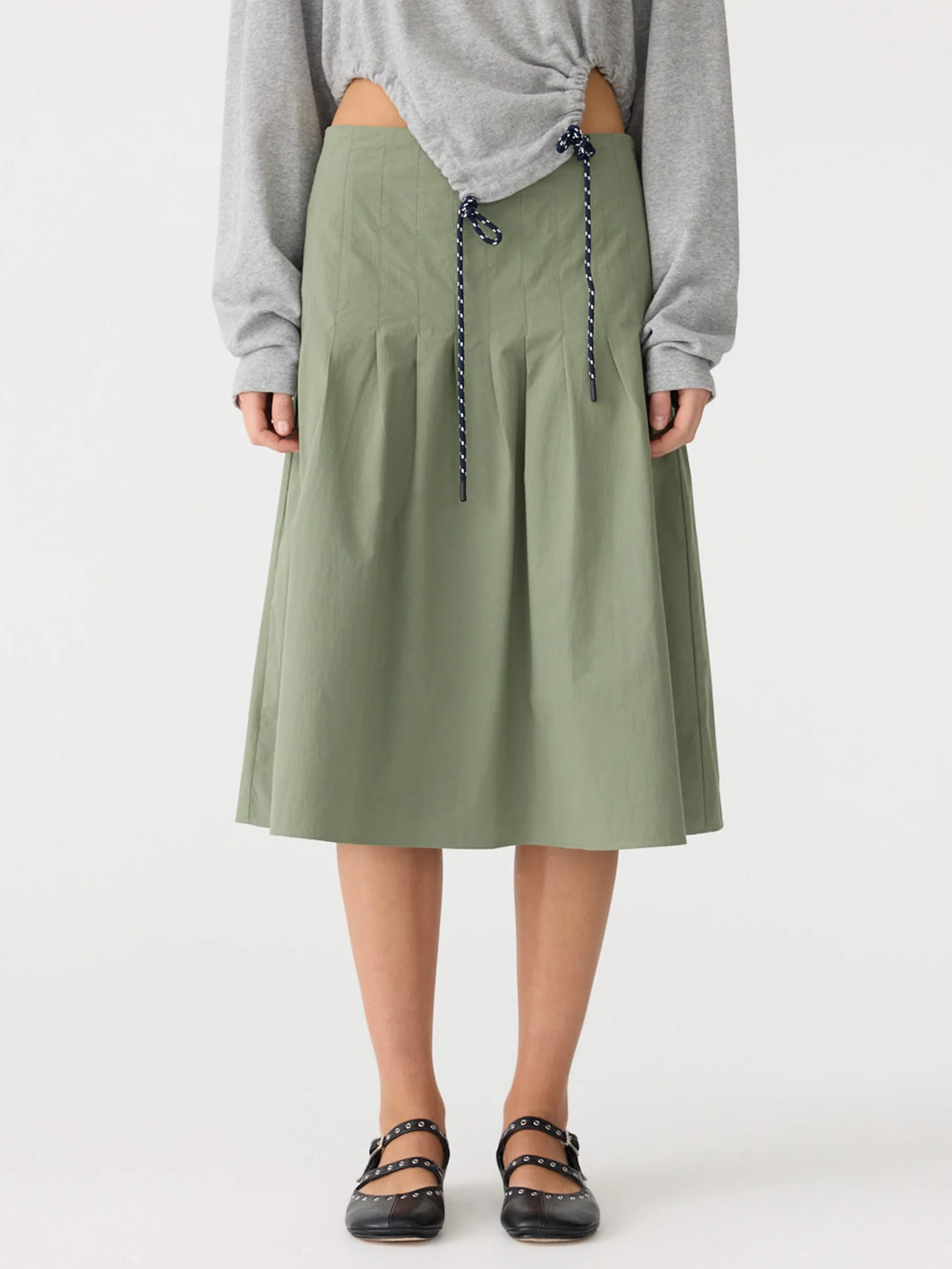 Crushed Cotton Pleated Skirt - Image 2