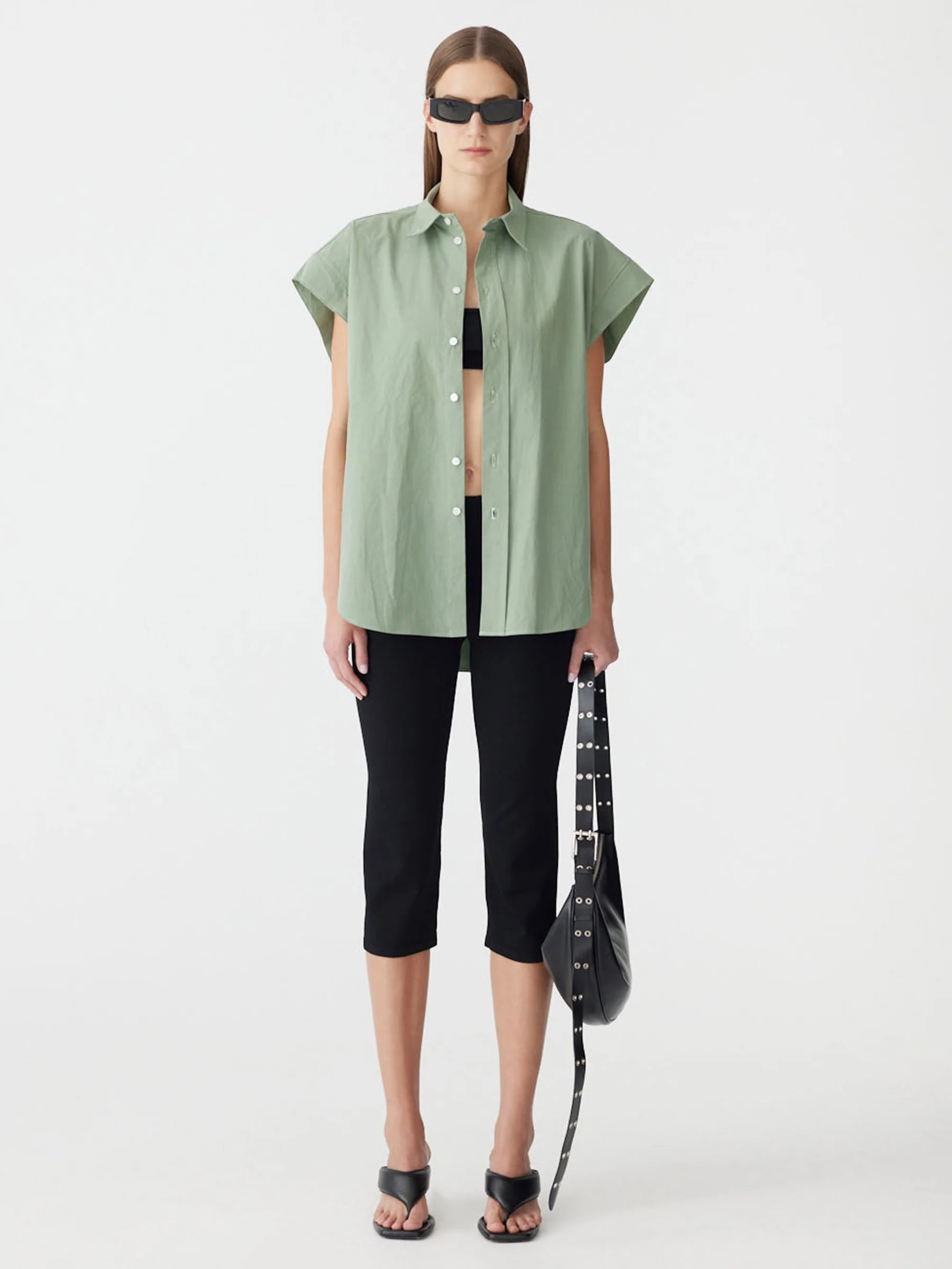 Crushed Cotton Scoop Hem Shirt - Image 6