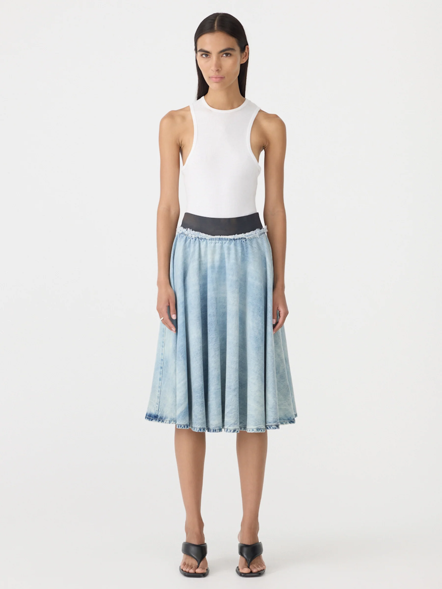 Elastic Circle Denim Skirt - Image 6