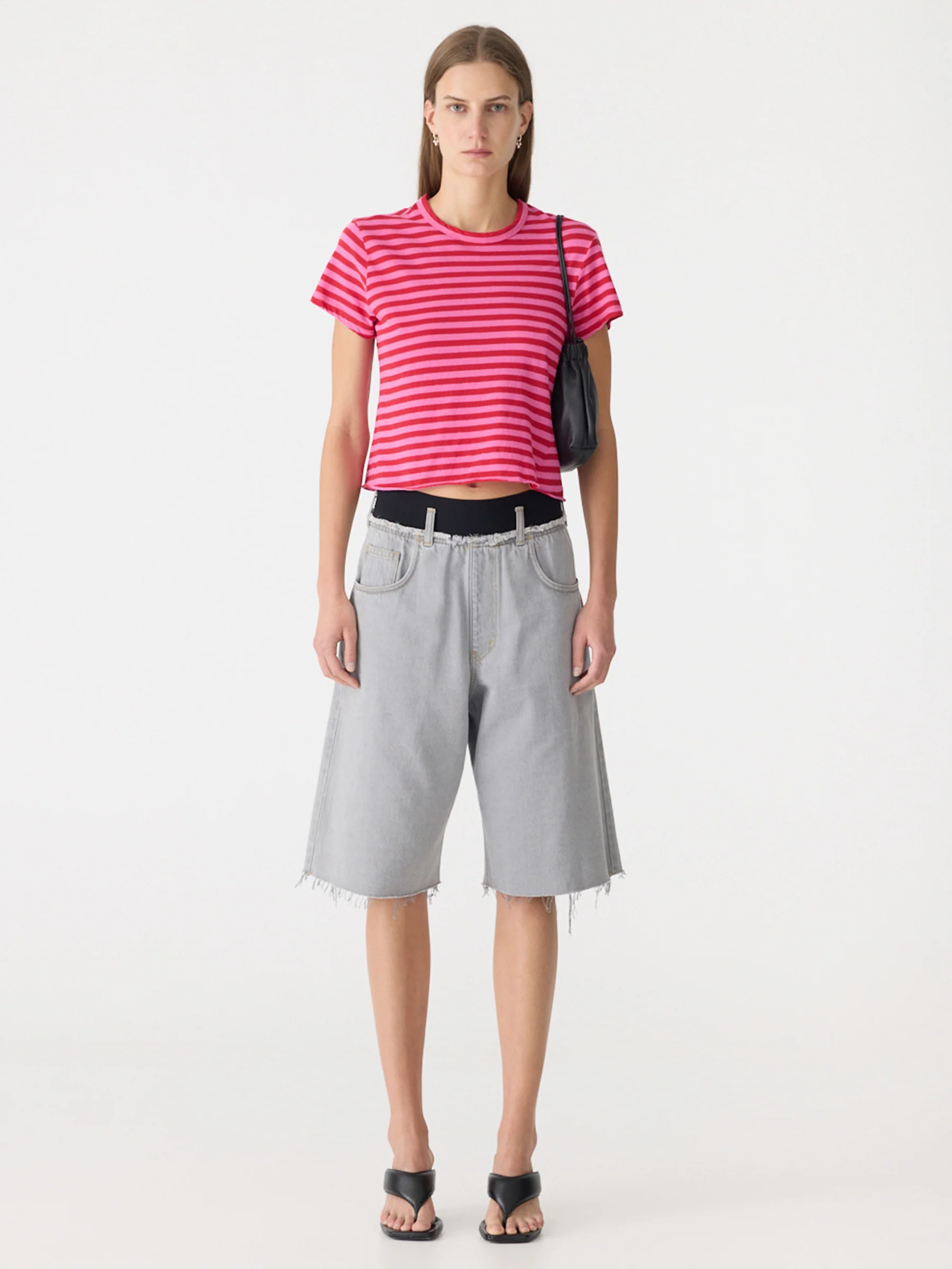 Elastic Longerline Denim Short