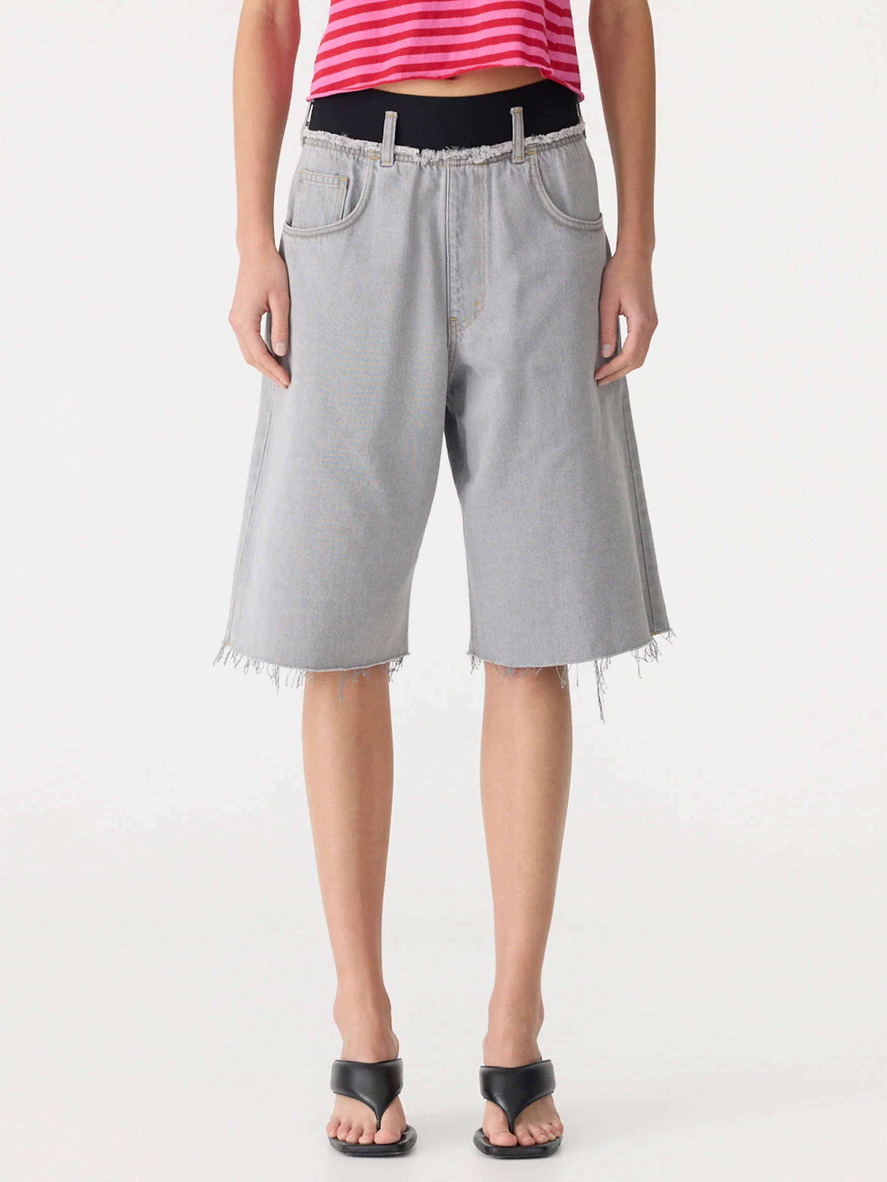 Elastic Longerline Denim Short - Image 2
