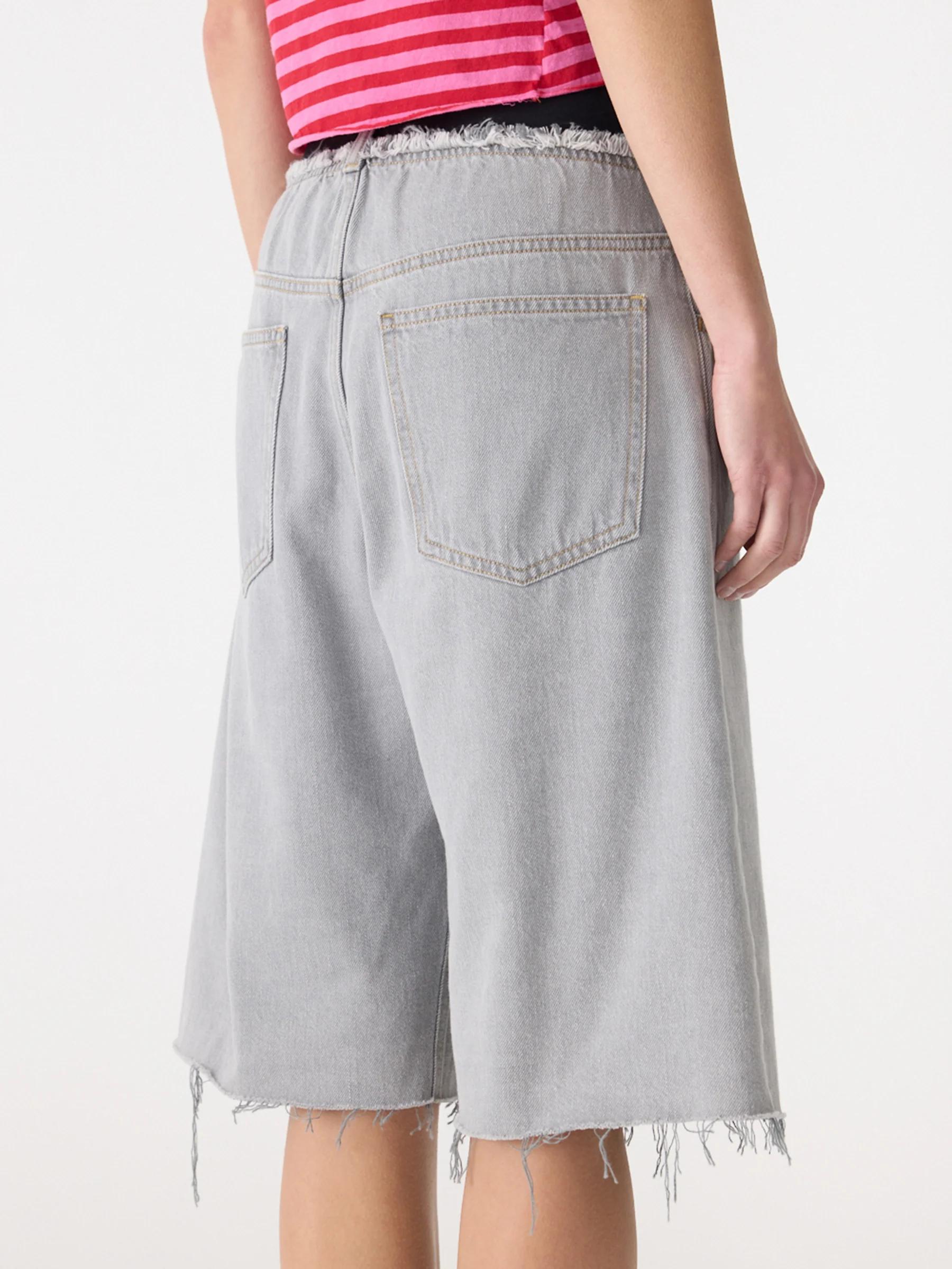 Elastic Longerline Denim Short - Image 4