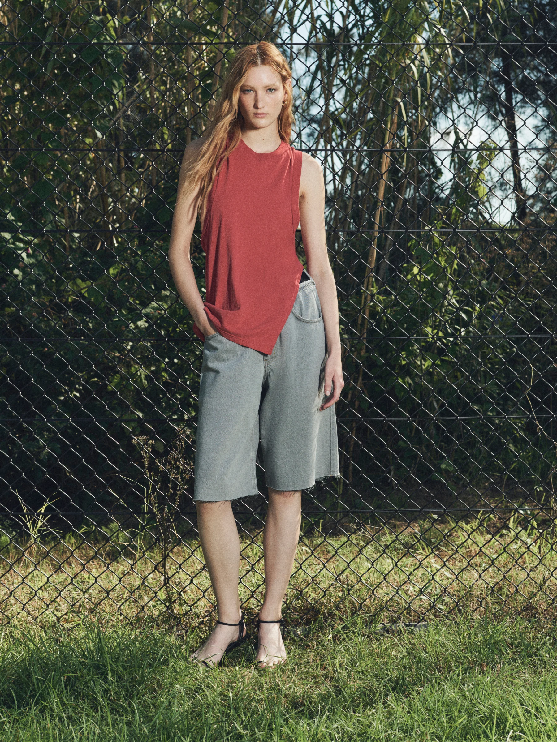 Elastic Longerline Denim Short - Image 7