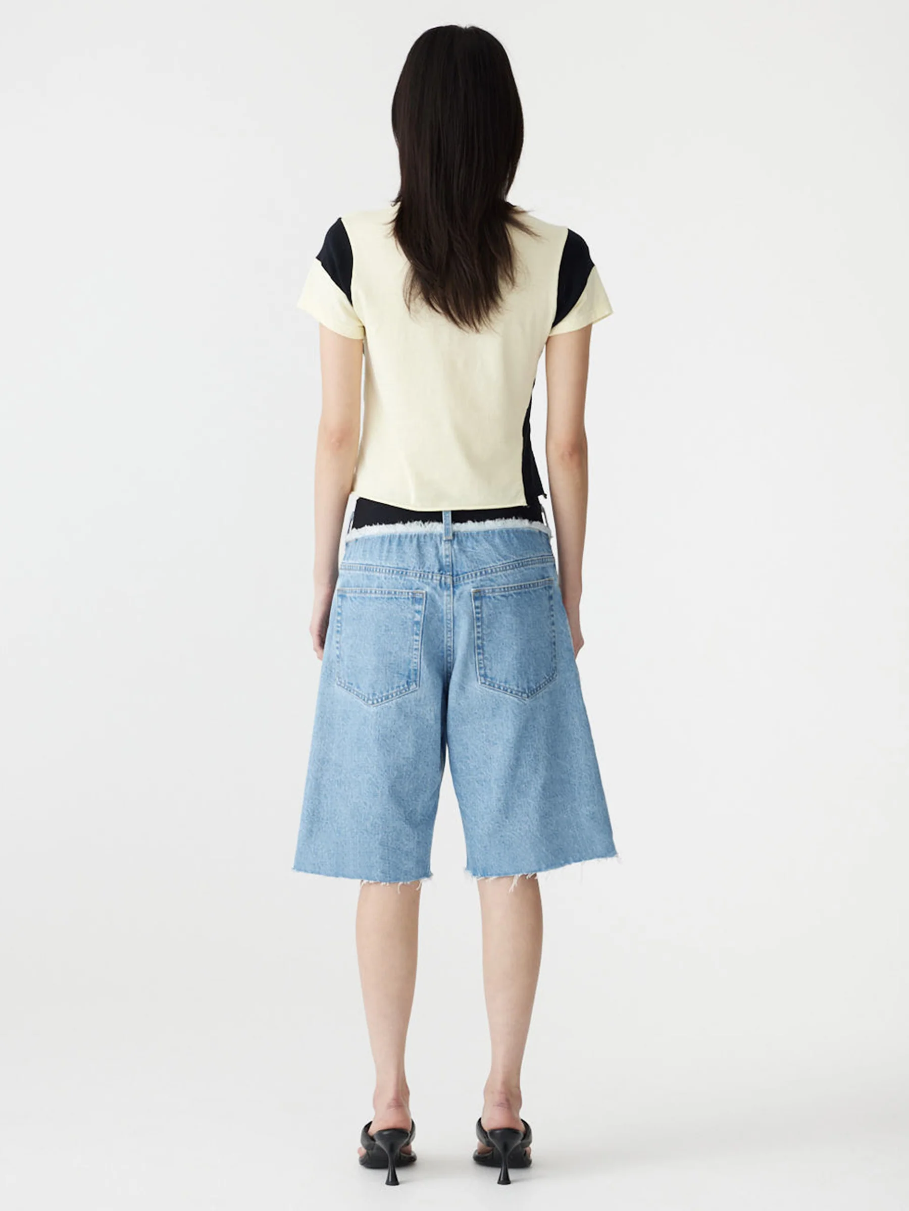 Elastic Longerline Denim Short - Image 5