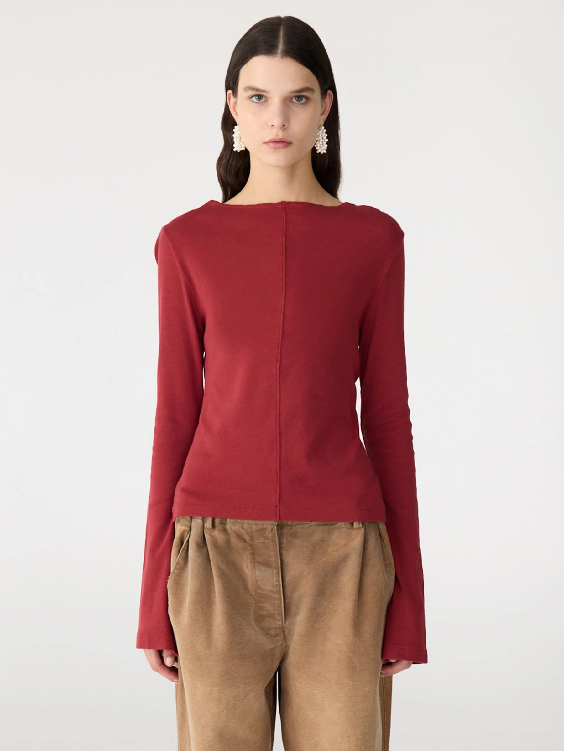 Front Seam Rib Long Sleeve T-Shirt - Image 2