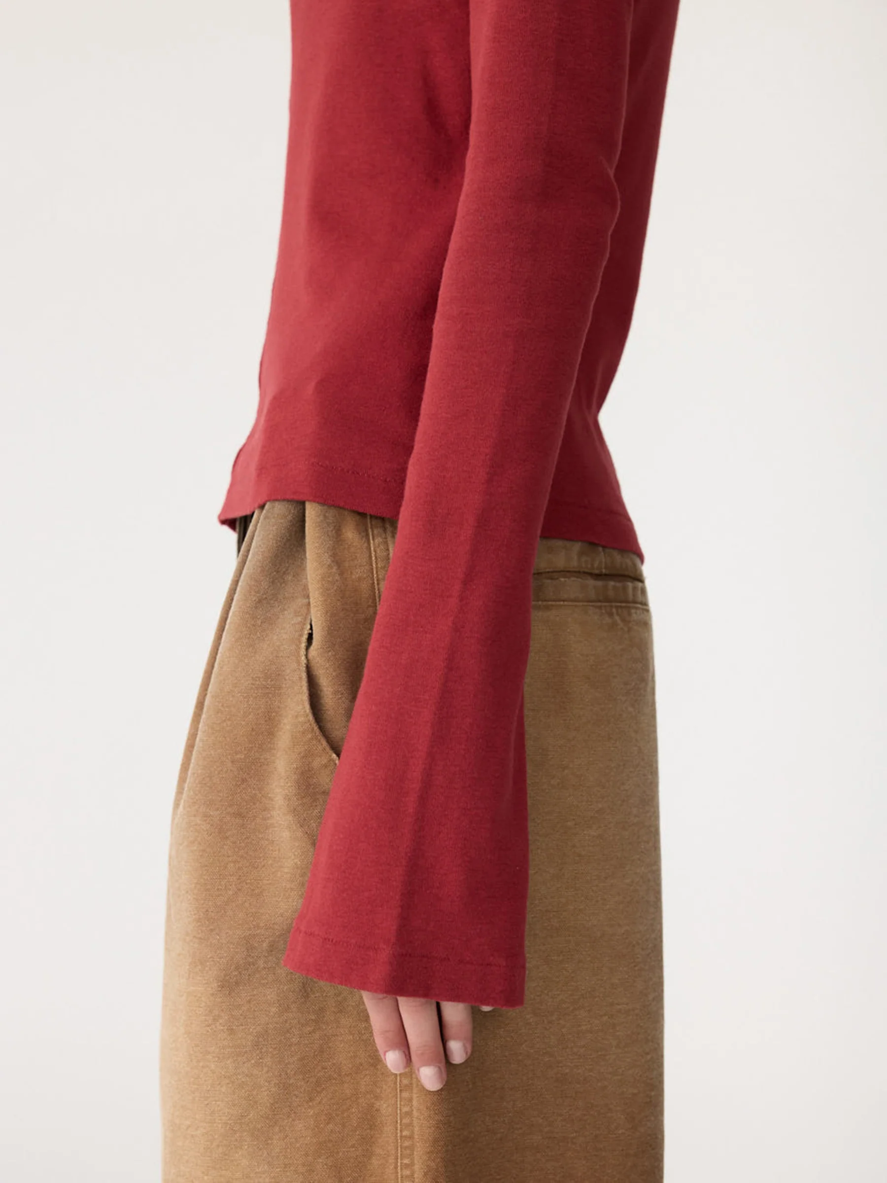 Front Seam Rib Long Sleeve T-Shirt - Image 4