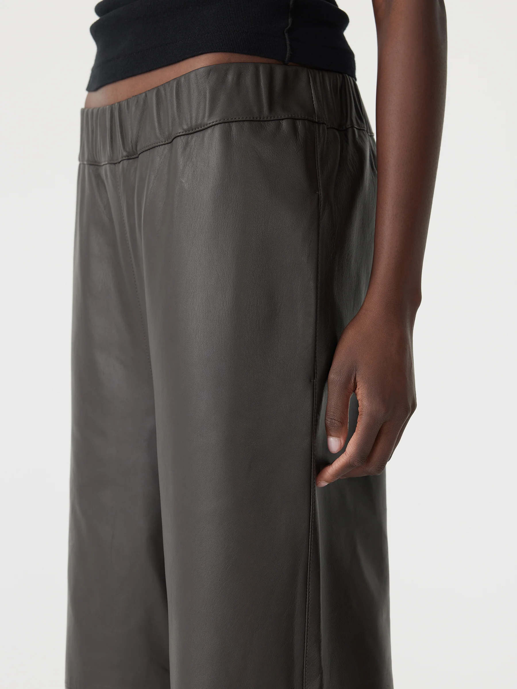 Leather Pull On Wide Leg Pant - Image 3