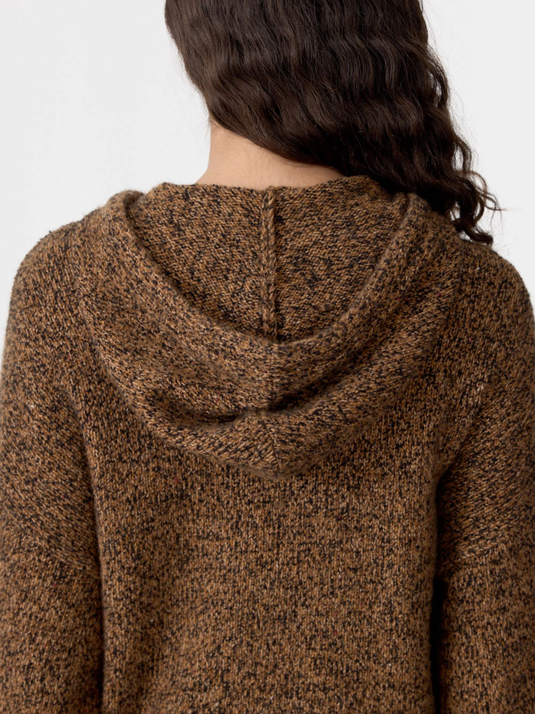 Melange Zip Up Hooded Knit - Image 3