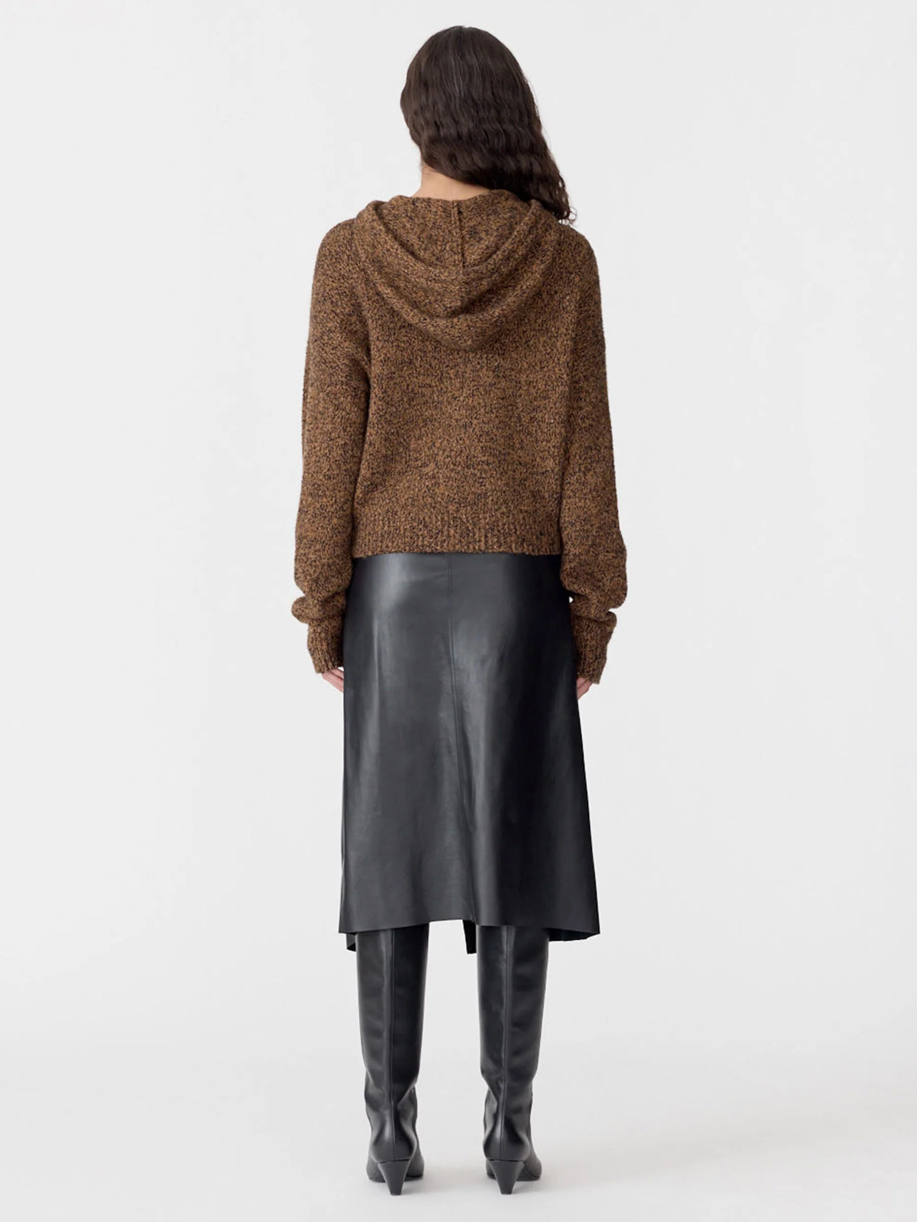 Melange Zip Up Hooded Knit - Image 6