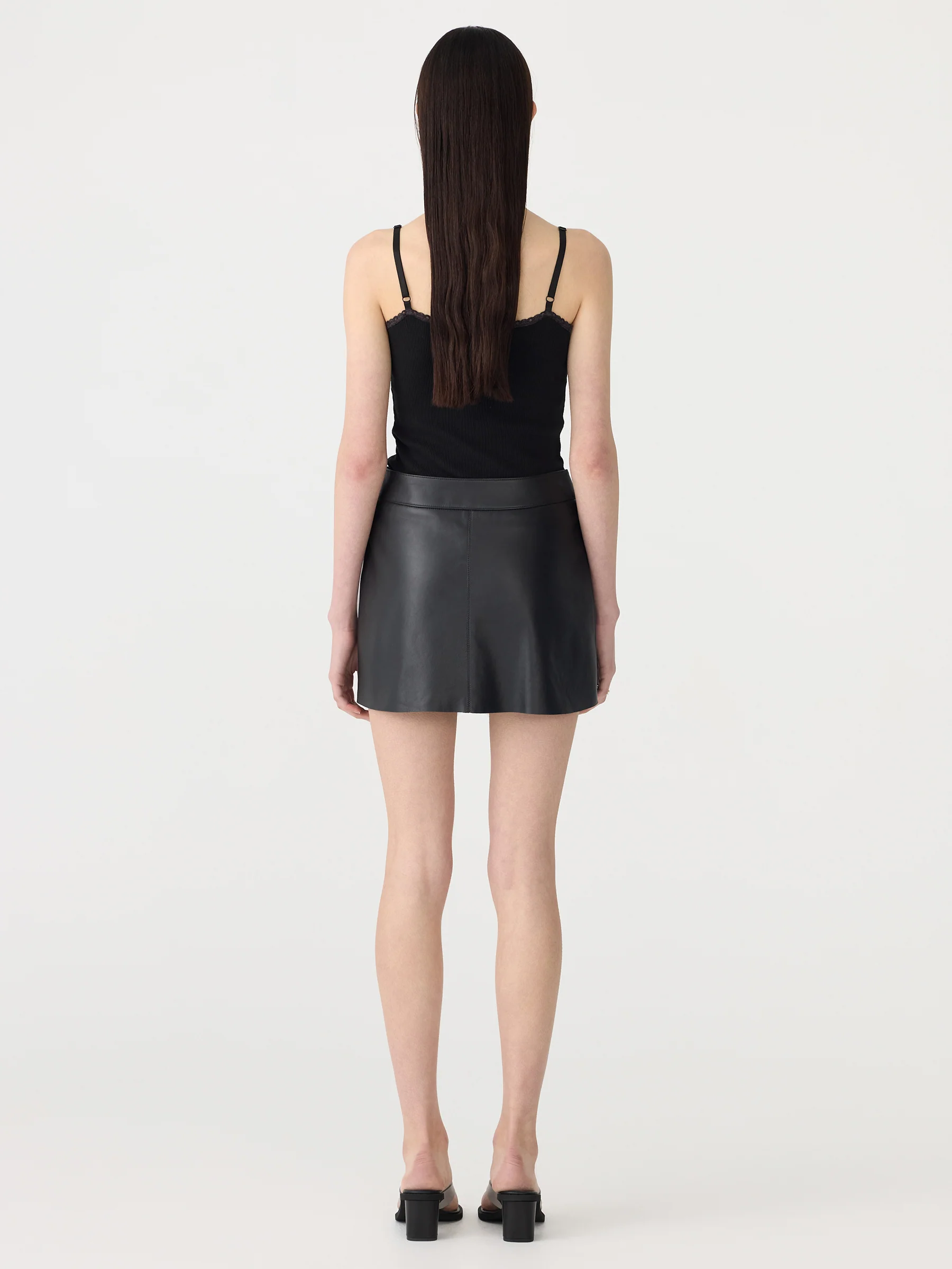 Minimal Mini Leather Skirt - Image 6