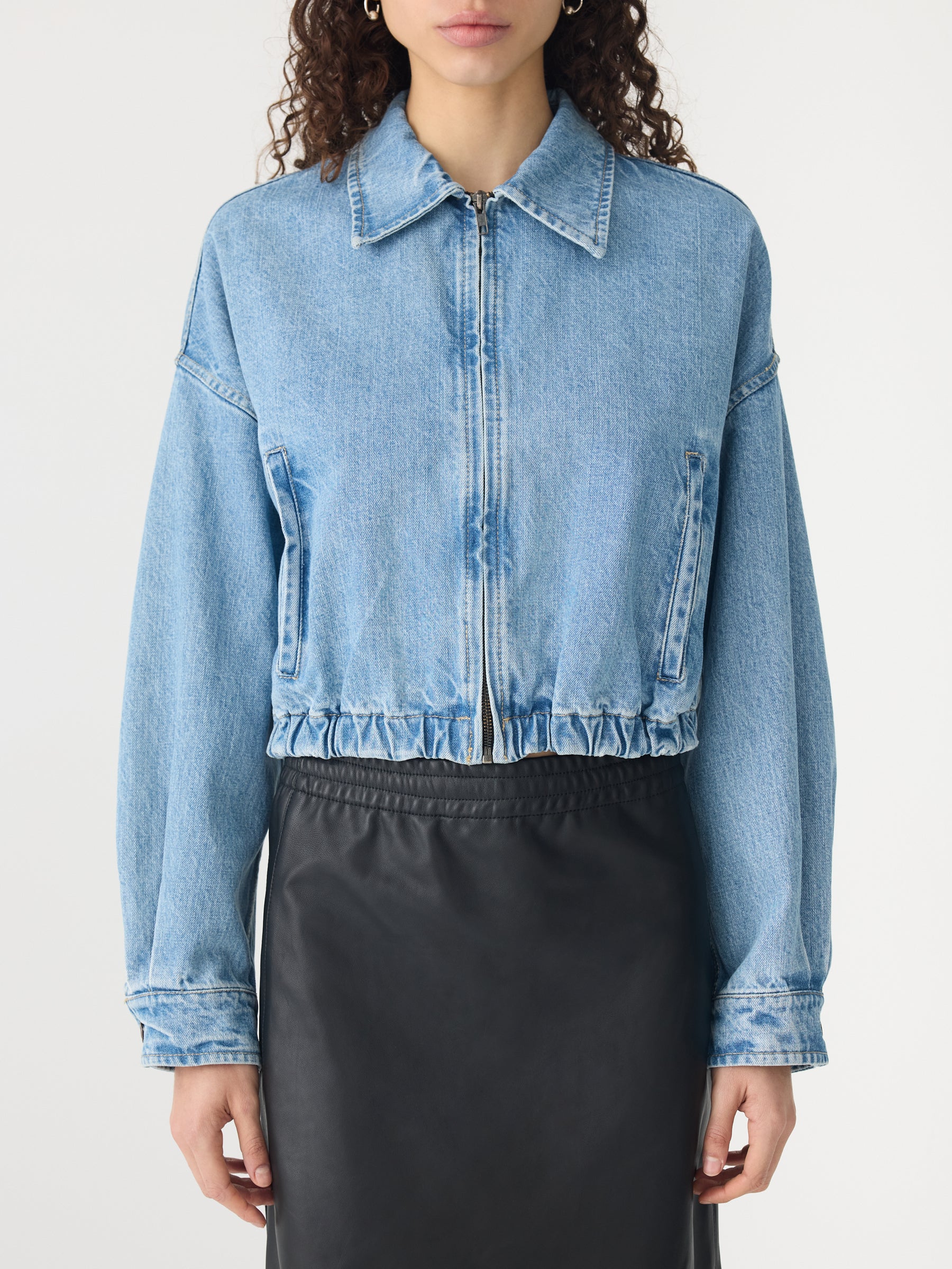 Organic Denim Cropped Jacket - Image 4
