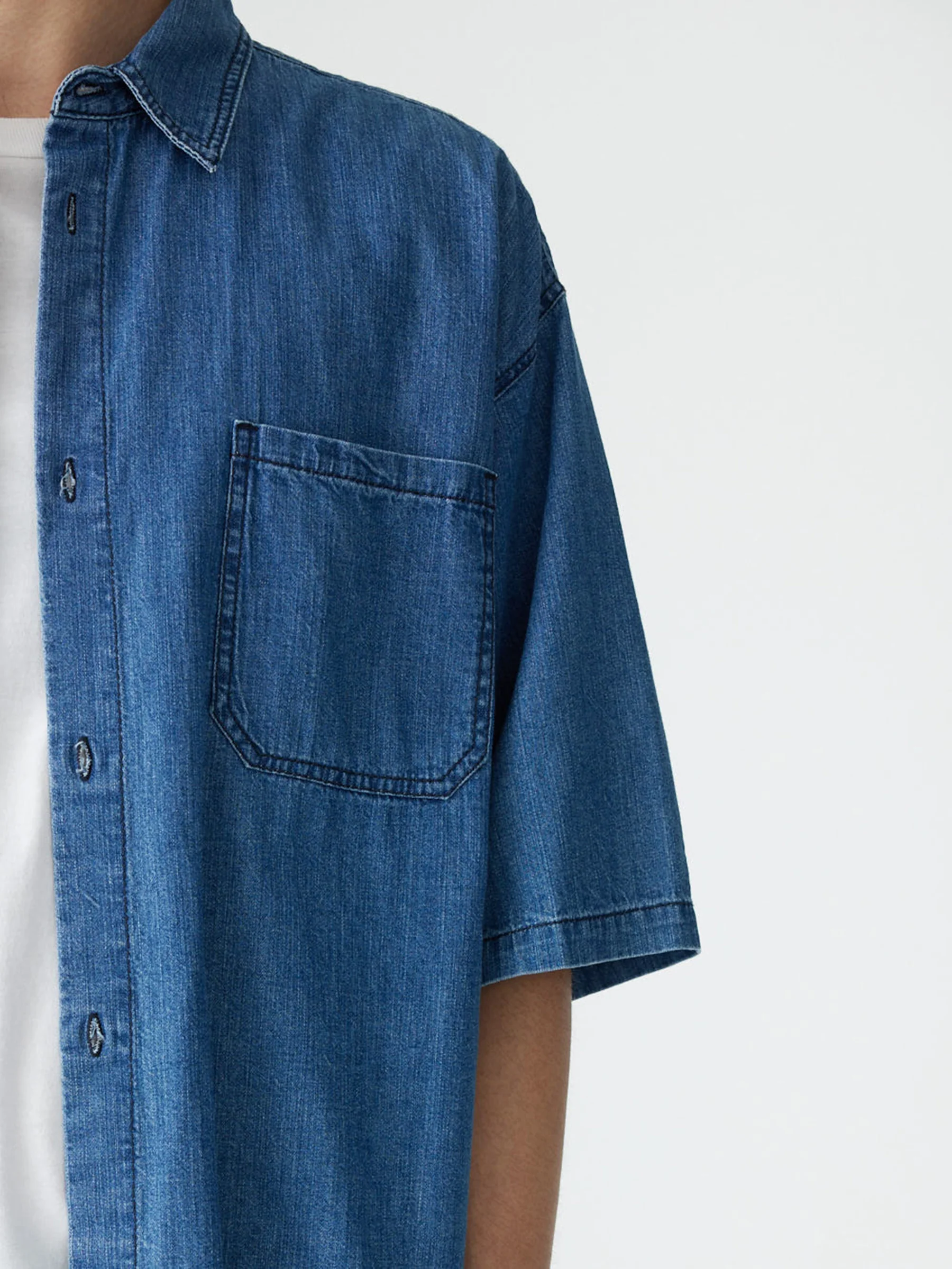 Organic Denim Short Sleeve Shirt - Image 3
