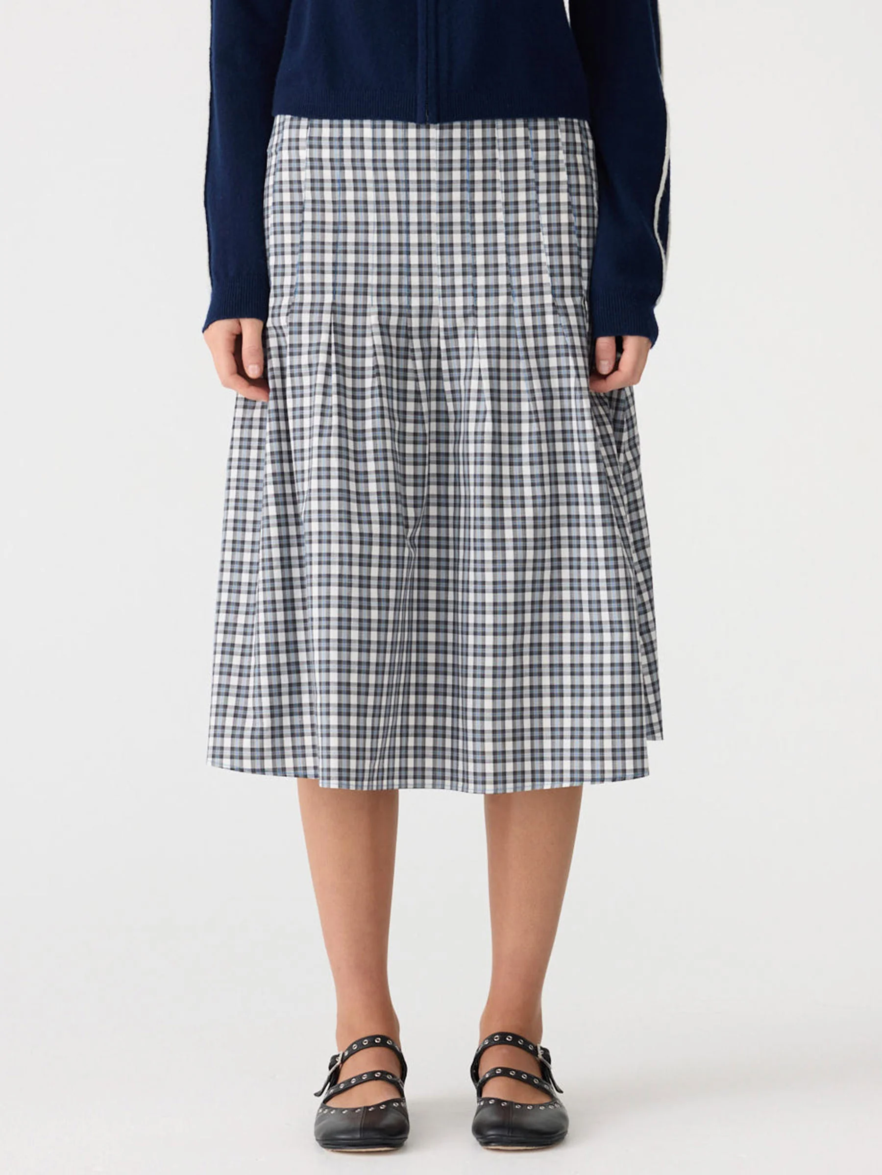 Pleat Check Pinstitch Skirt - Image 2