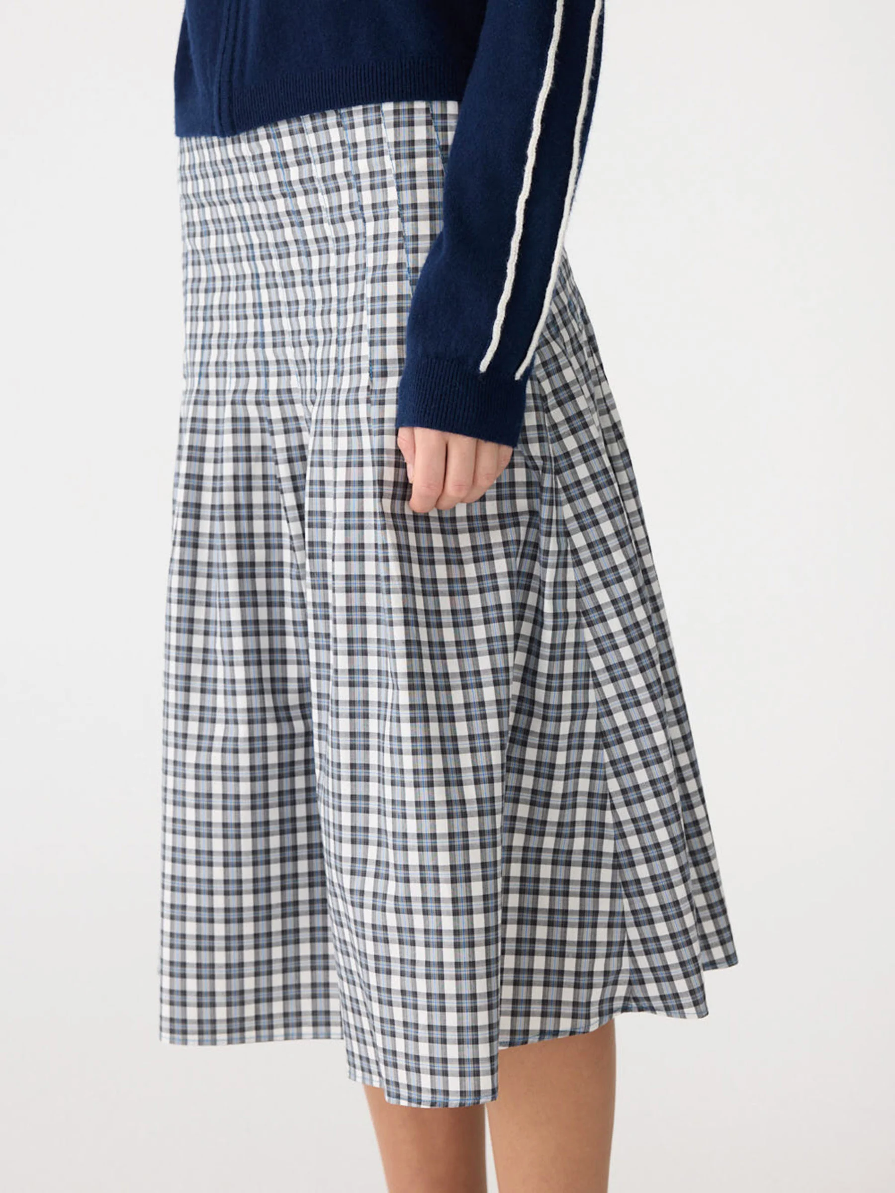 Pleat Check Pinstitch Skirt - Image 3