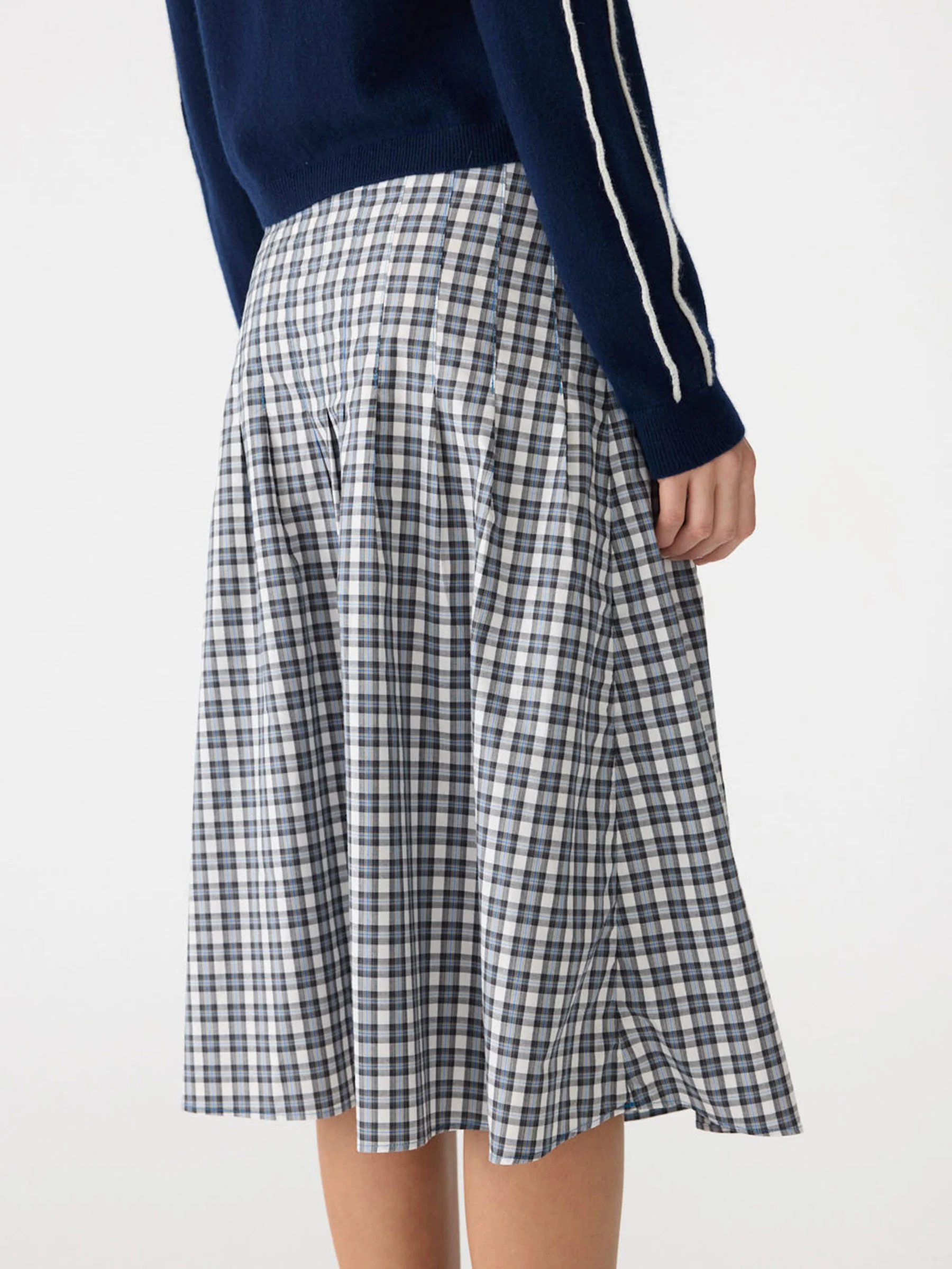 Pleat Check Pinstitch Skirt - Image 4
