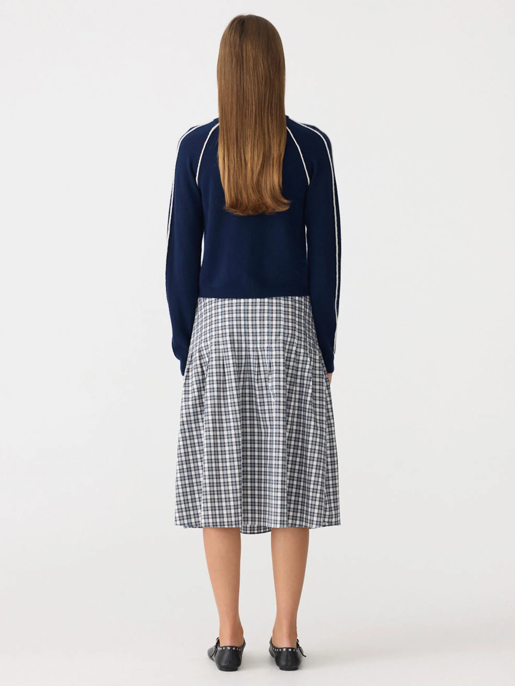 Pleat Check Pinstitch Skirt - Image 5