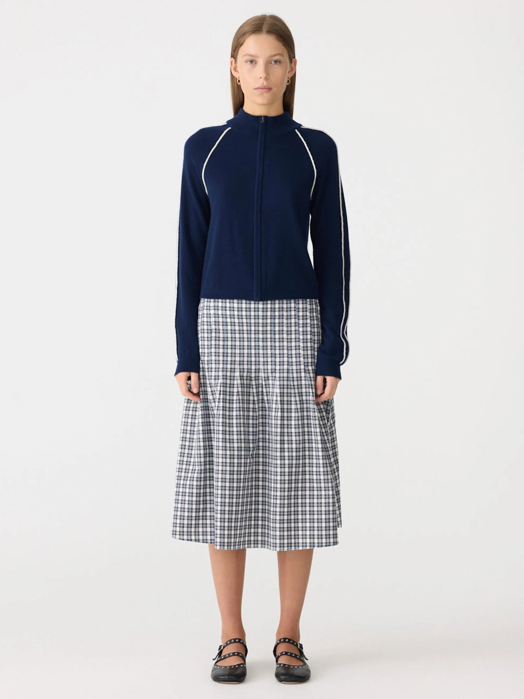 Pleat Check Pinstitch Skirt - Image 6