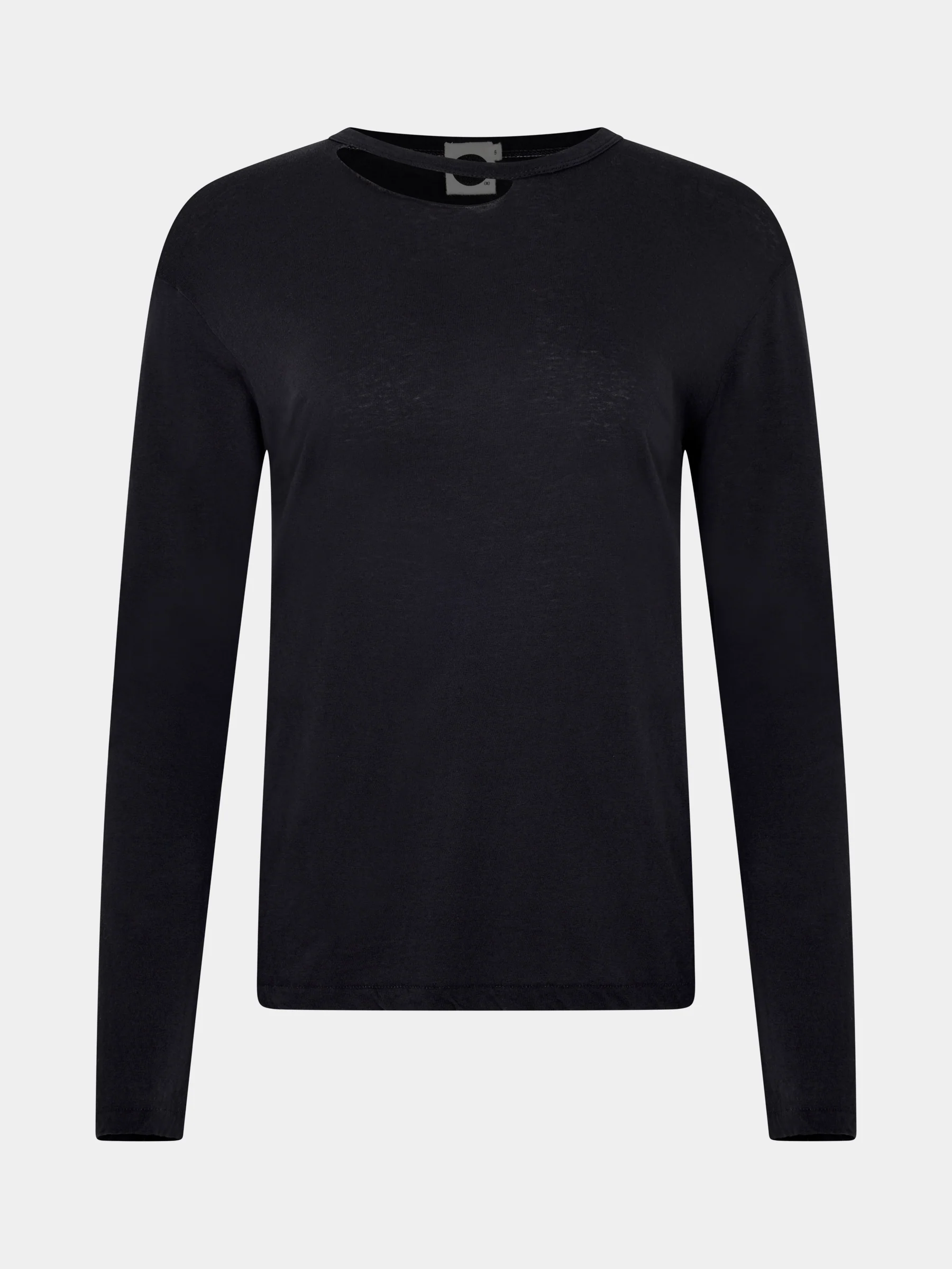 Raw Neck Cut Out Long Sleeve T-Shirt - Image 8