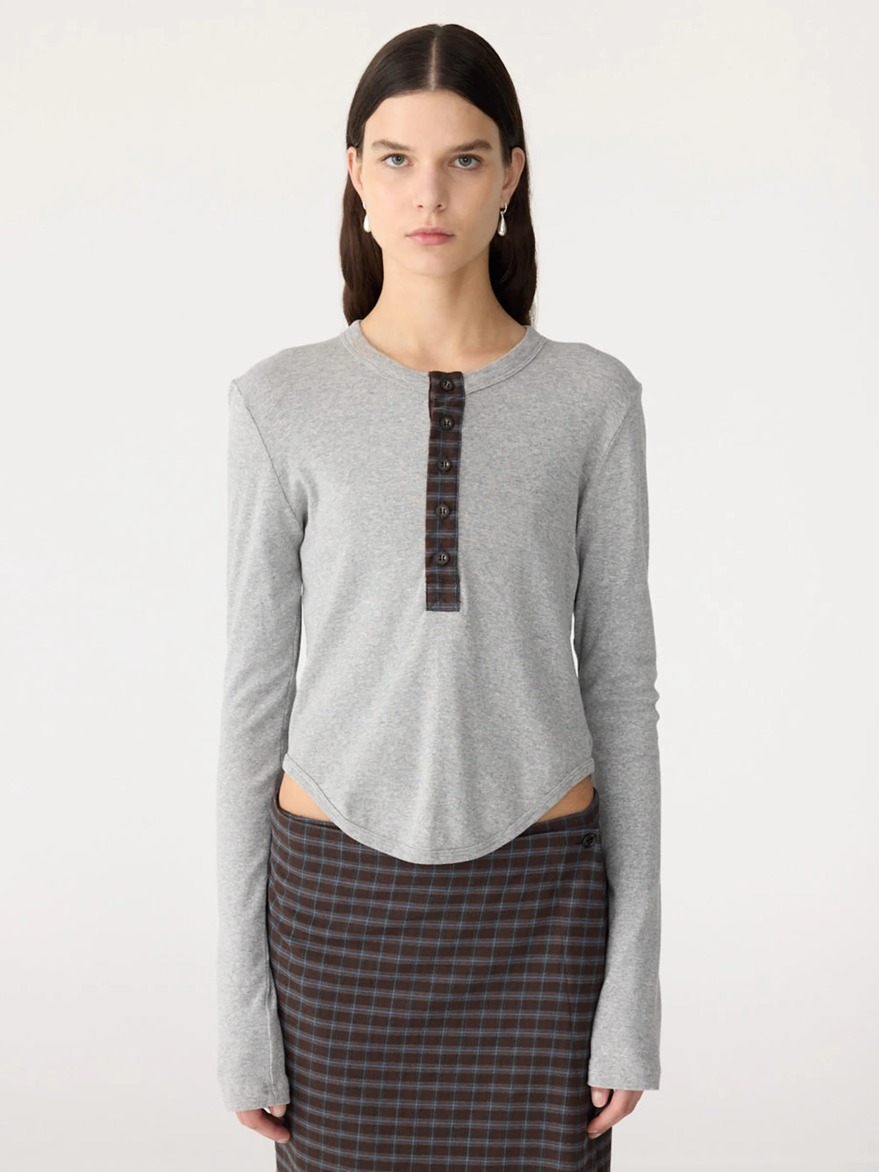 Scoop Hem Placket T-Shirt - Image 2