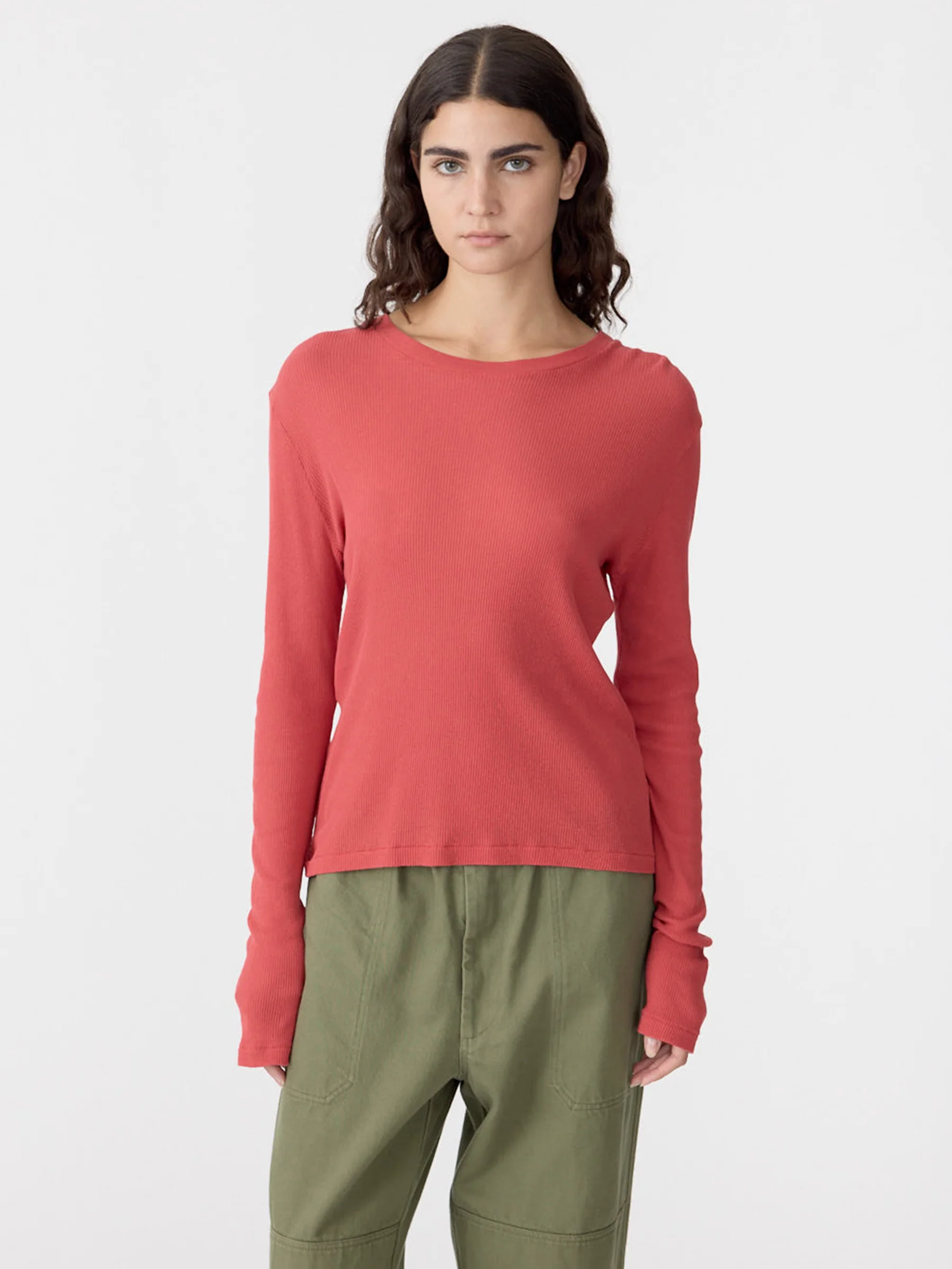 Sheer Rib Long Sleeve T-Shirt - Image 2