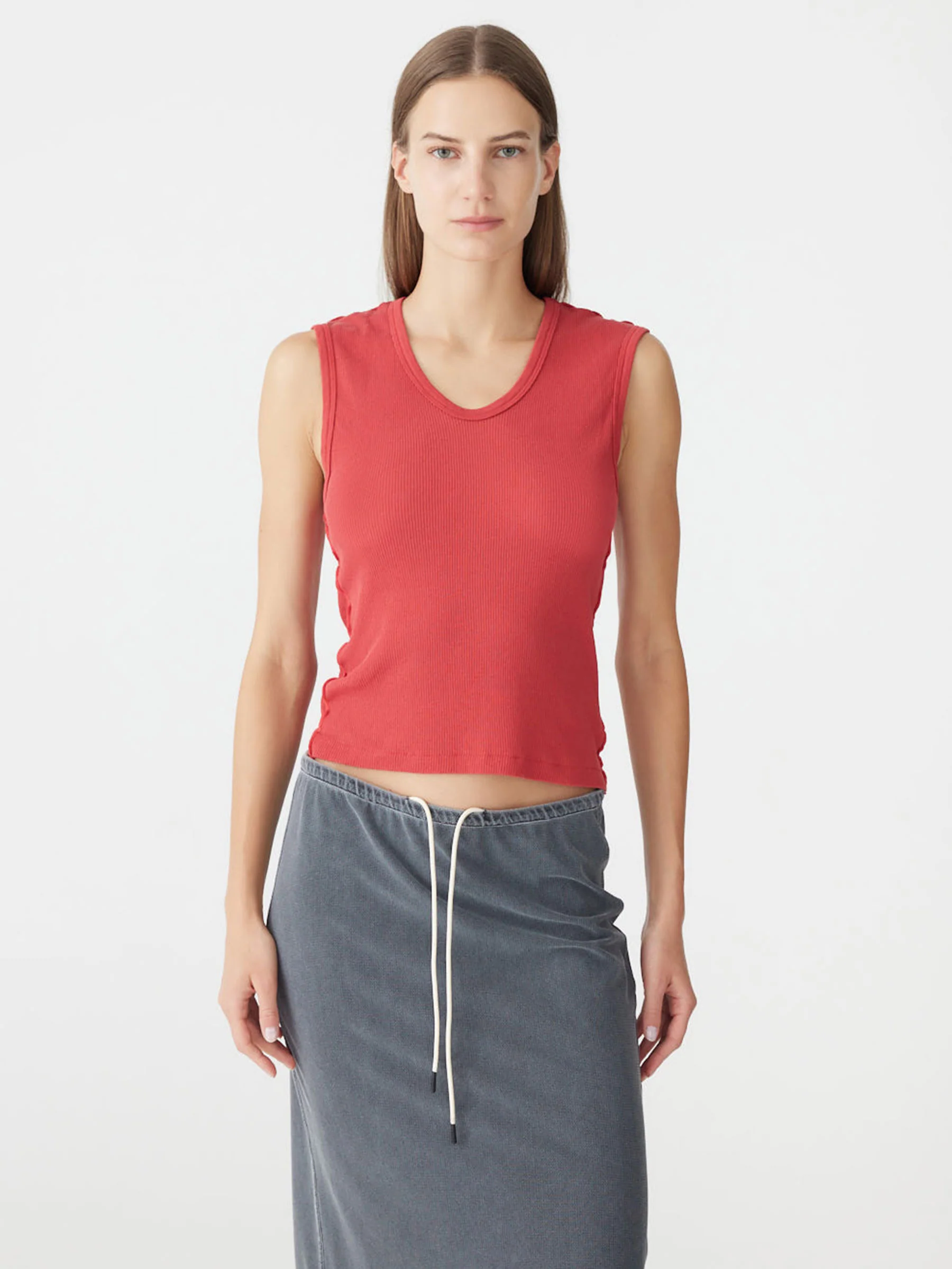 Sheer Rib V-Neck Muscle Tank - Image 2