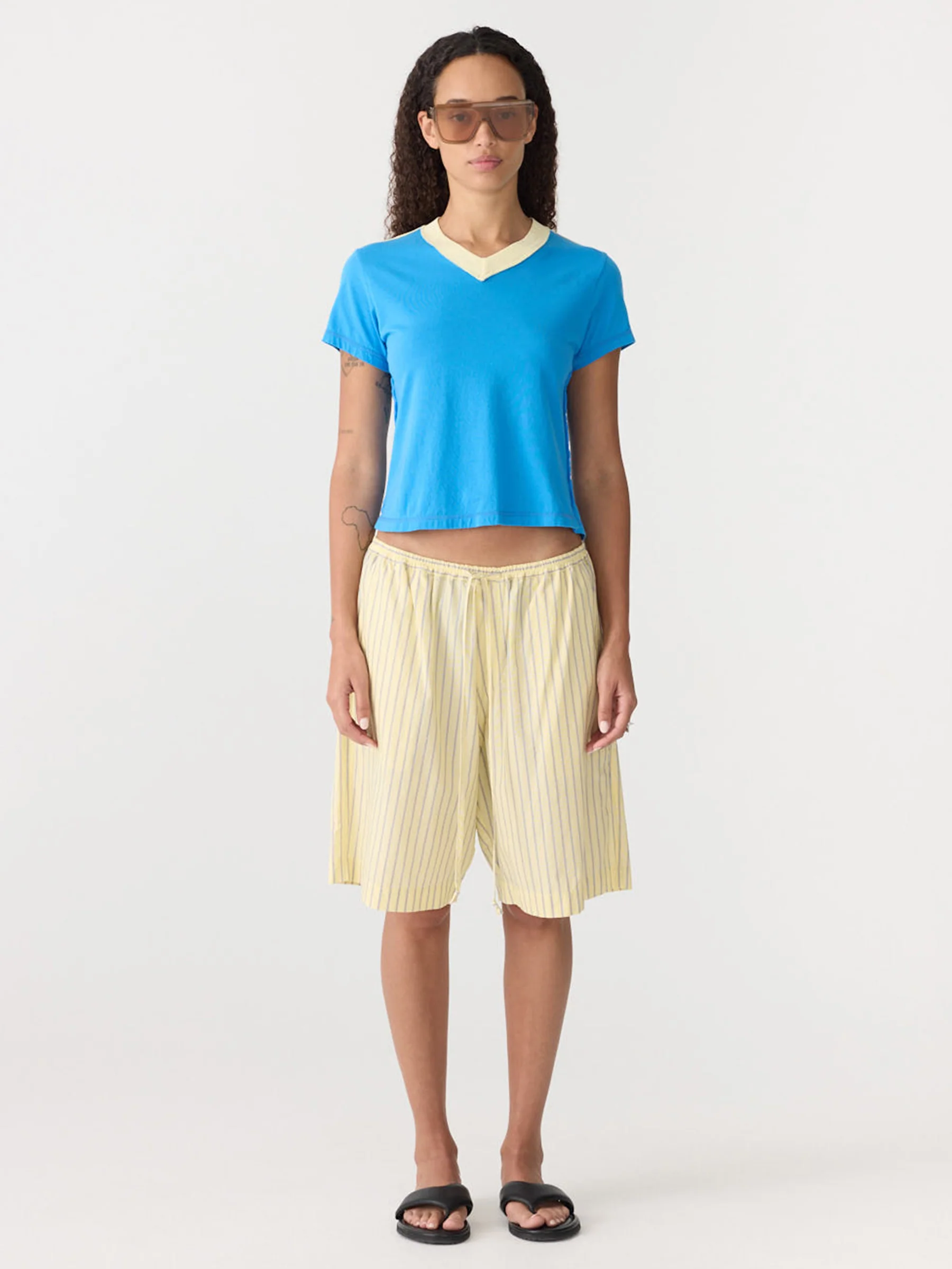 Soft Yellow Stripe Short