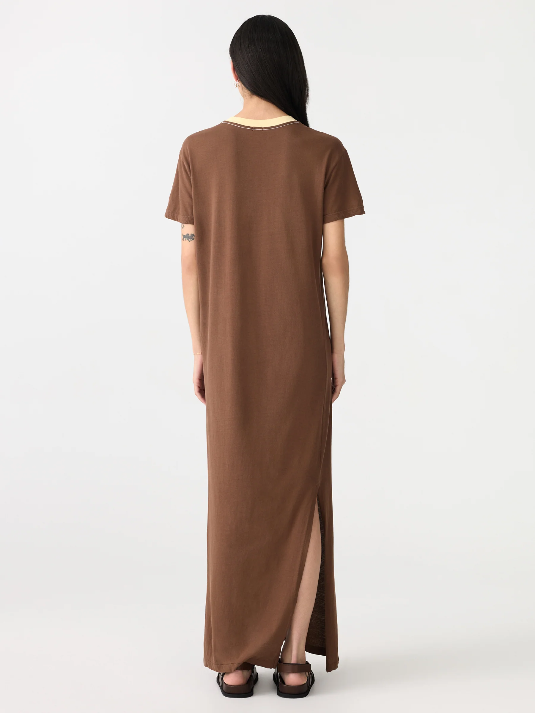 V Neck Longerline Short Sleeve Dress - Image 6