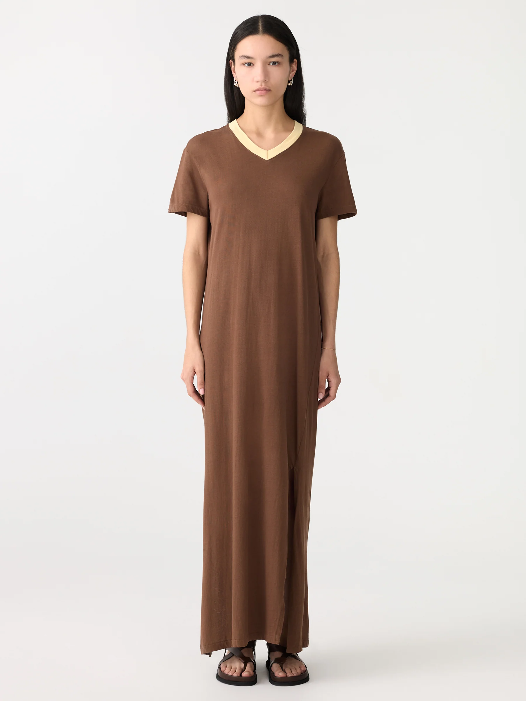 V Neck Longerline Short Sleeve Dress - Image 7