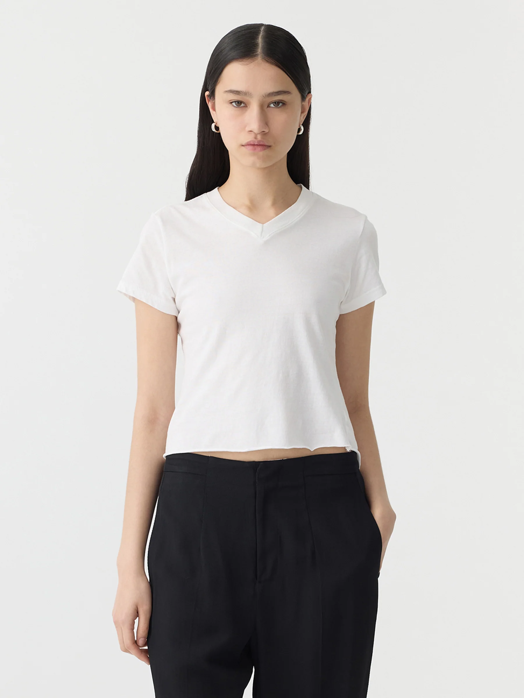 V Neck Raw Edge Baby T-Shirt - Image 2