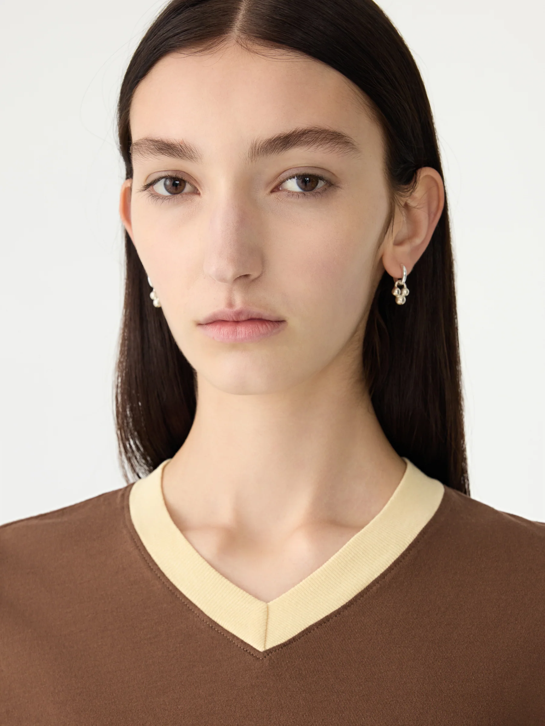 Contrast V-Neck Raw Edge Baby T-Shirt - Image 3