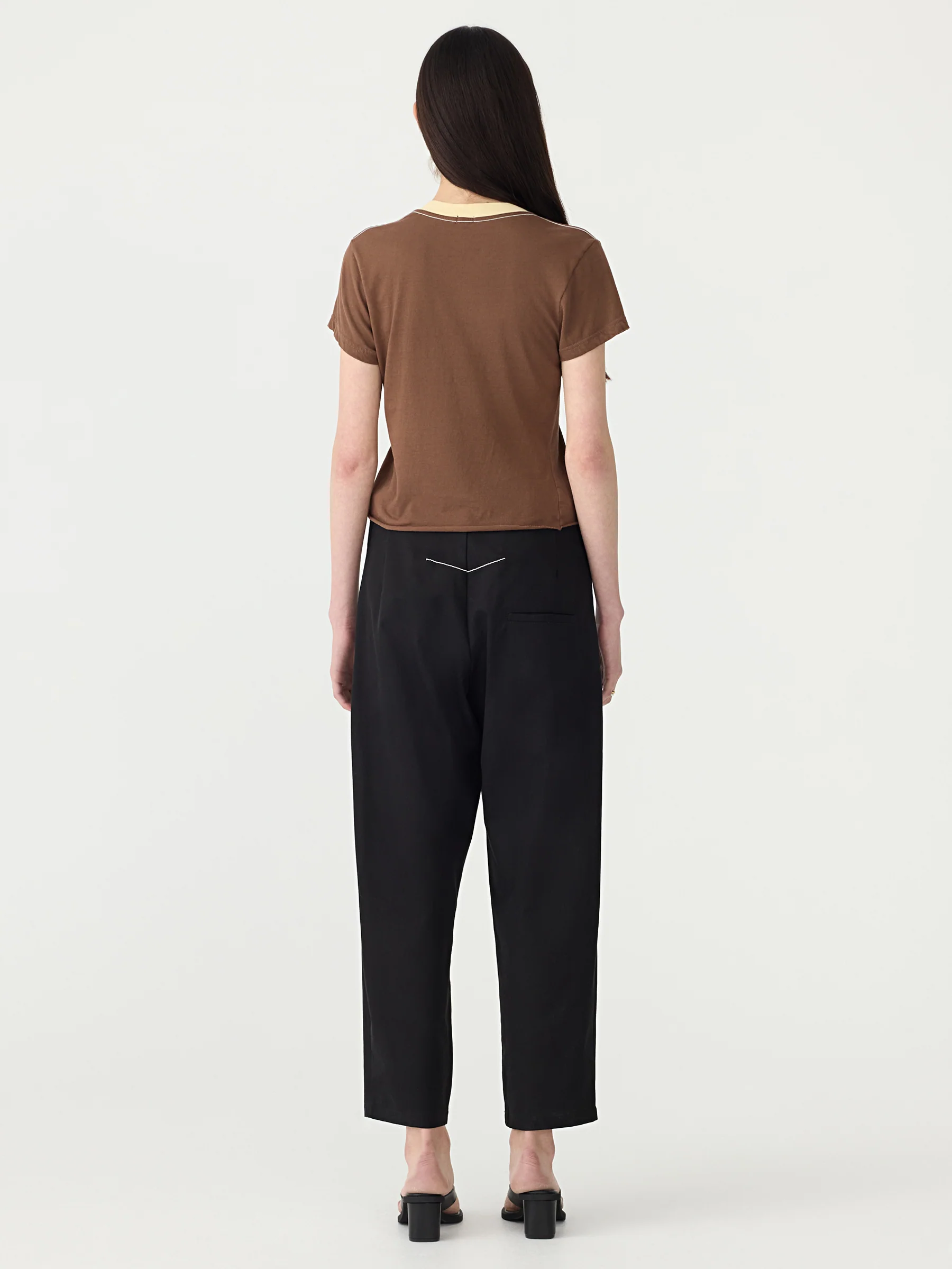 Contrast V-Neck Raw Edge Baby T-Shirt - Image 6