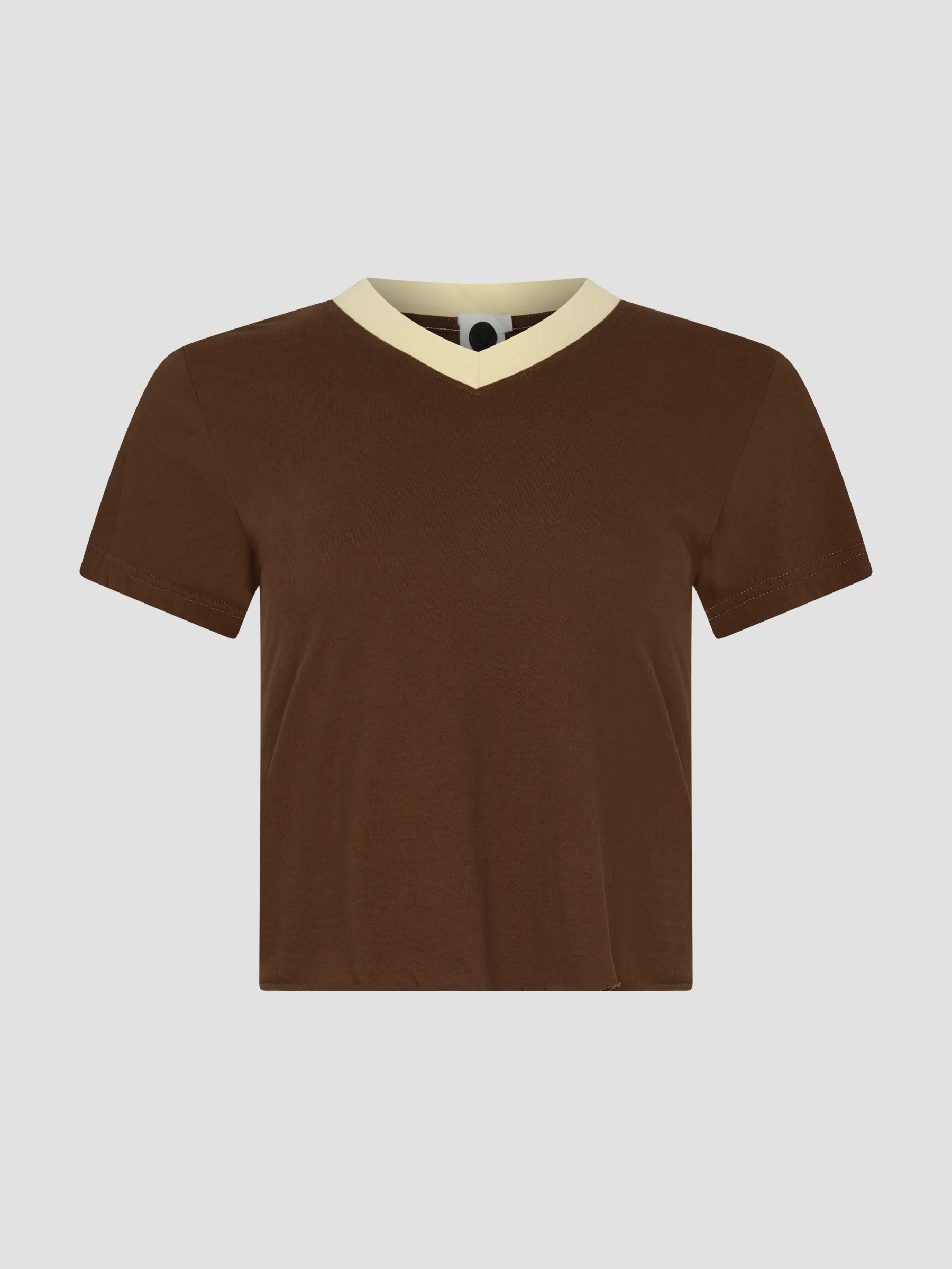 Contrast V-Neck Raw Edge Baby T-Shirt - Image 7