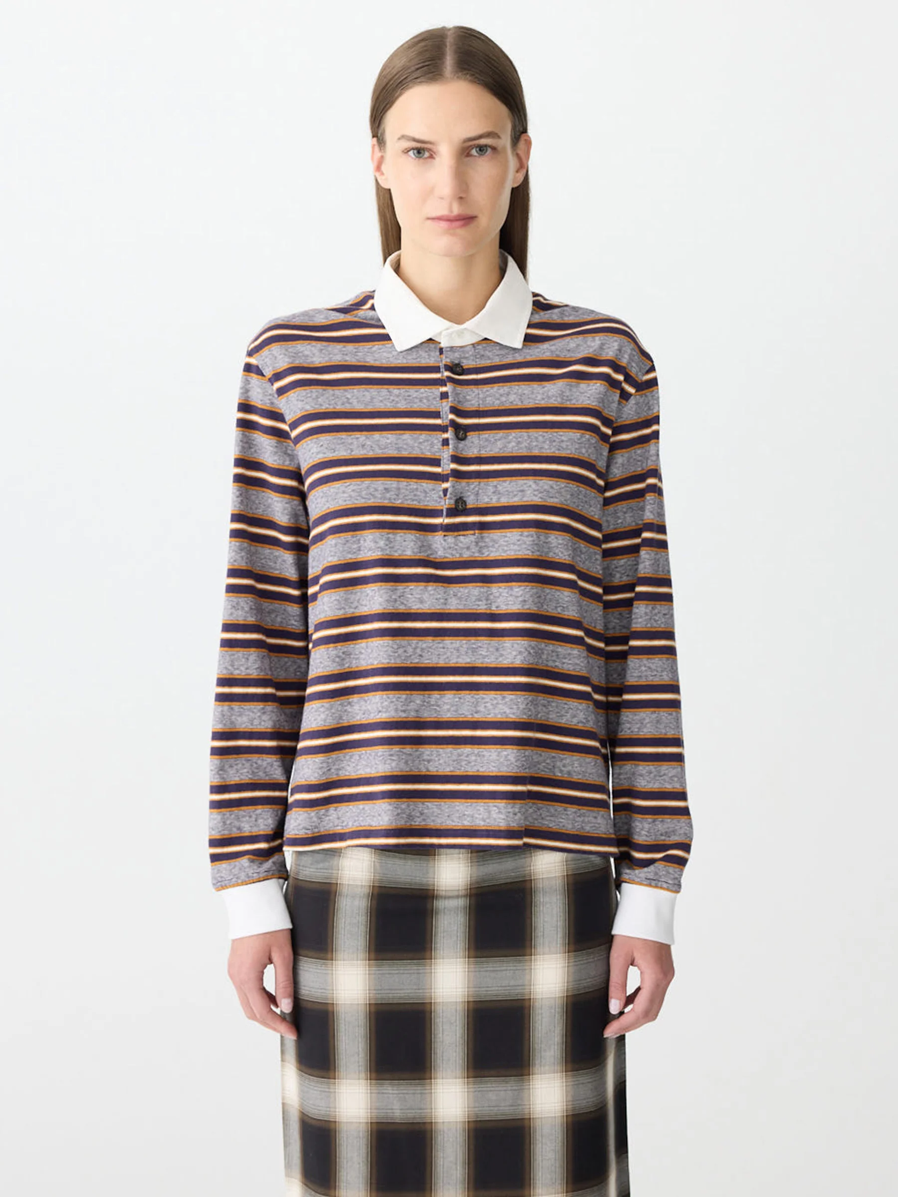 Vintage Stripe Long Sleeve Polo - Image 2