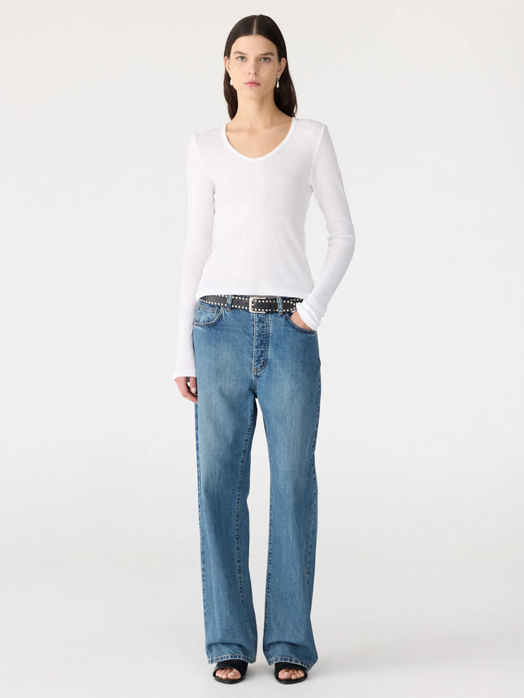 Waffle V-Neck Long Sleeve T-Shirt