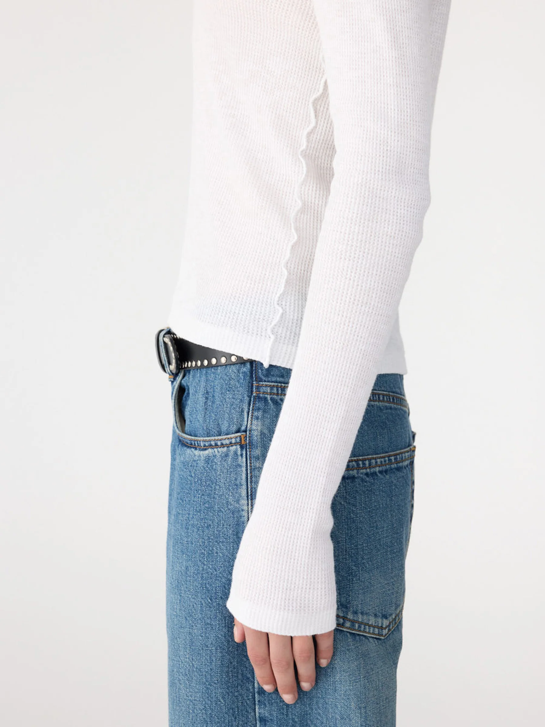 Waffle V-Neck Long Sleeve T-Shirt - Image 4