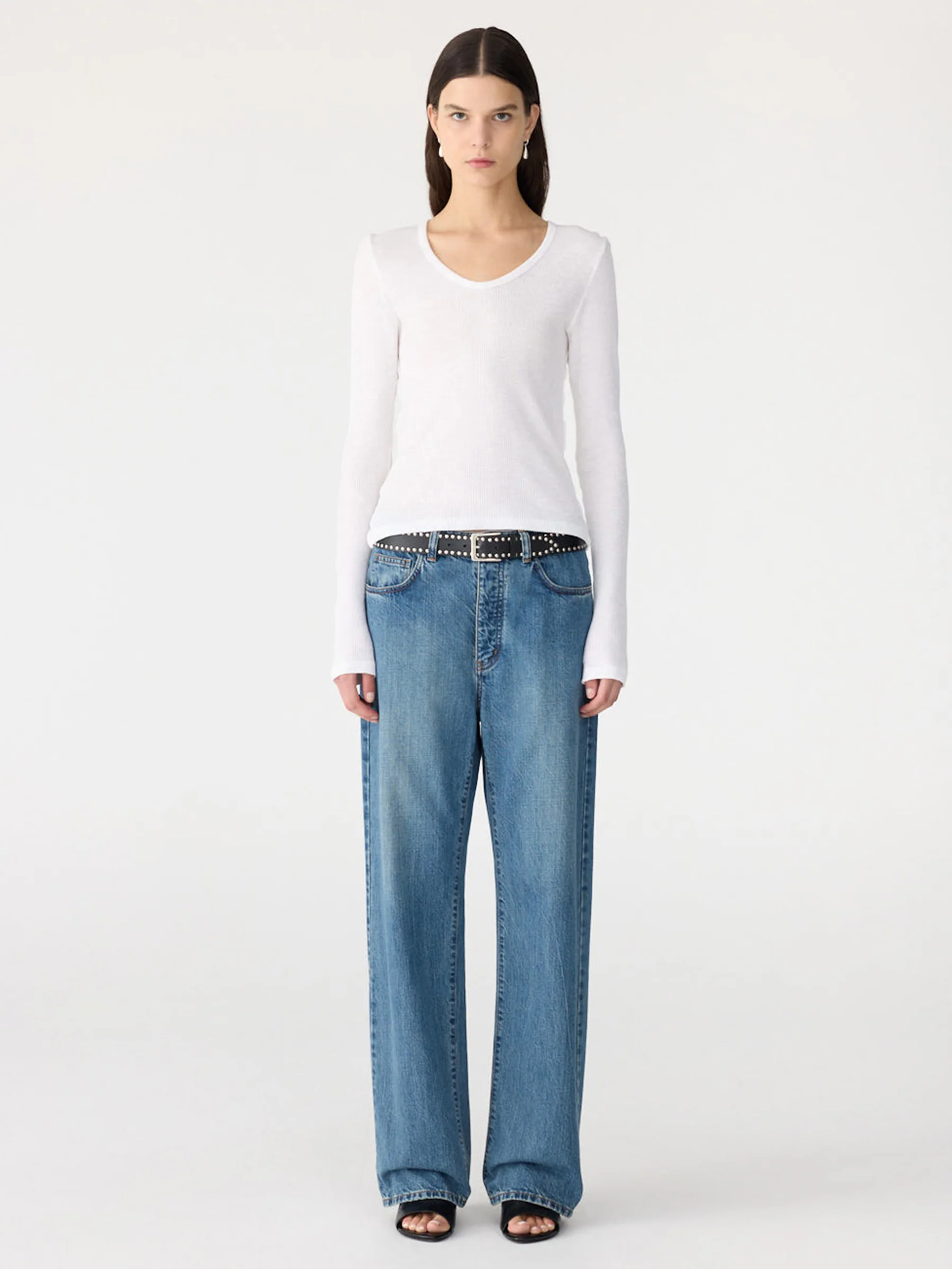Waffle V-Neck Long Sleeve T-Shirt - Image 6